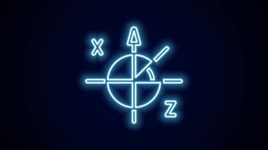 Parlayan neon çizgisi trigonometrik daire simgesi siyah arkaplanda izole edildi. 4K Video hareketli grafik canlandırması.