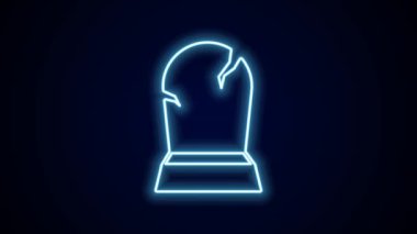 Üzerinde RIP yazılı parlak neon çizgisi Tombstone simgesi siyah arkaplanda izole edilmiş. Mezar ikonu. Mutlu Cadılar Bayramı Partisi. 4K Video hareketli grafik canlandırması.