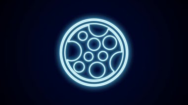 Parlayan neon hattı pizza simgesi siyah arkaplanda izole edildi. Fast food menüsü. 4K Video hareketli grafik canlandırması.