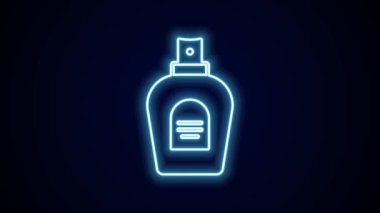 Parlayan neon hattı Parfüm ikonu siyah arkaplanda izole edildi. 4K Video hareketli grafik canlandırması.