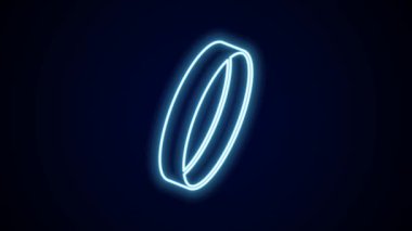 Parlayan neon çizgisi alyans ikonu siyah arkaplanda izole edildi. Gelin ve damat mücevher tabelası. Evlilik sembolü. Elmas yüzük. 4K Video hareketli grafik canlandırması.