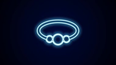 Parlayan neon çizgisi bilezik mücevher ikonu siyah arka planda izole edildi. Bilezik işareti. 4K Video hareketli grafik canlandırması.