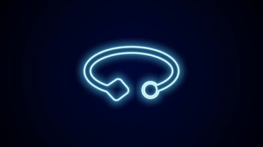 Parlayan neon çizgisi bilezik mücevher ikonu siyah arka planda izole edildi. Bilezik işareti. 4K Video hareketli grafik canlandırması.