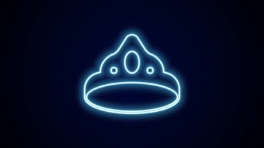 Parlayan neon hattı King Crown simgesi siyah arka planda izole edildi. 4K Video hareketli grafik canlandırması.