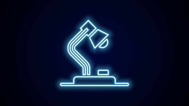 Glowing Neon Line Table Lamp Icon Isolated Black Background Video — Stock Video