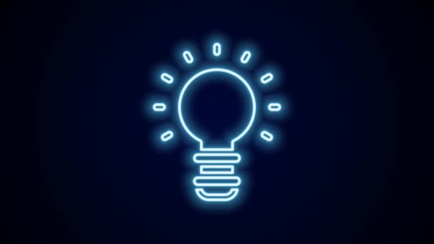 Leuchtende Neon Linie Creative Lampe Licht Idee Symbol Isoliert Auf — Stockvideo