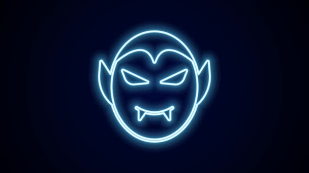 Leuchtende Neon Linie Vampir Symbol Isoliert Auf Schwarzem Hintergrund Frohe — Stockvideo