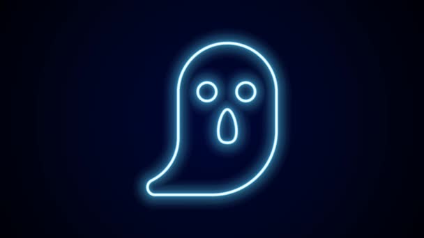 Glödande Neon Linje Ghost Ikonen Isolerad Svart Bakgrund Glad Halloweenfest — Stockvideo