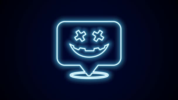 Świecąca Neon Linii Happy Halloween Wakacje Ikona Izolowane Czarnym Tle — Wideo stockowe