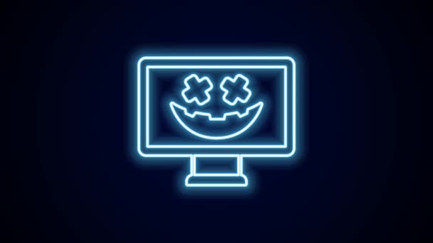 Świecąca Neon Linii Happy Halloween Wakacje Ikona Izolowane Czarnym Tle — Wideo stockowe