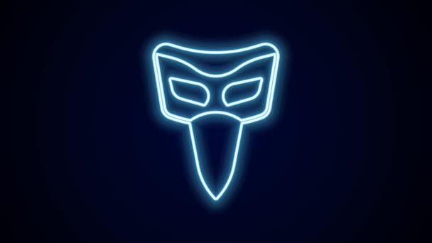 Leuchtende Neon Linie Karnevalsmaske Symbol Isoliert Auf Schwarzem Hintergrund Maskerade — Stockvideo