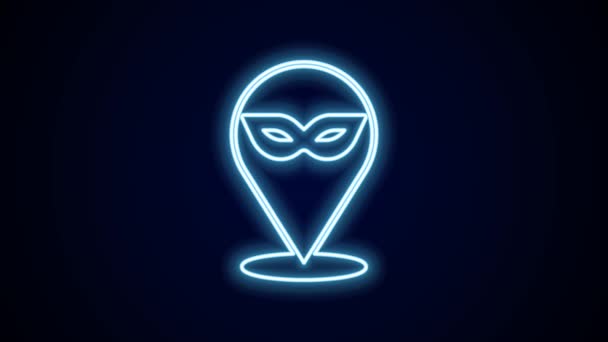 Leuchtende Neon Linie Karnevalsmaske Symbol Isoliert Auf Schwarzem Hintergrund Maskerade — Stockvideo