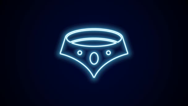 Glowing Neon Line Necklace Icon Isolated Black Background Video Motion — Stock Video
