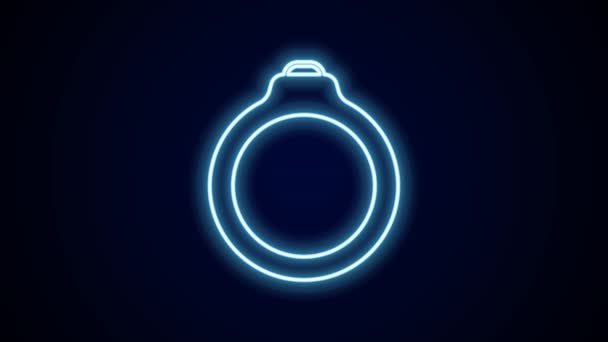 Glowing Neon Line Diamond Engagement Ring Icon Isolated Black Background — Stock Video