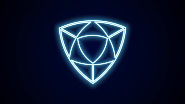 Zářící Neonová Čára Diamantová Ikona Izolovaná Černém Pozadí Symbol Šperků — Stock video