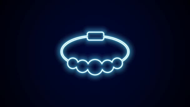 发光的霓虹灯线手镯珠宝图标孤立在黑色背景 班戈标志 4K视频运动图形动画 — 图库视频影像