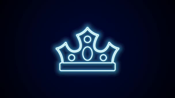 Świecąca Neonowa Ikona Korony Króla Odizolowana Czarnym Tle Animacja Graficzna — Wideo stockowe