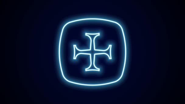 Leuchtende Leuchtschrift Crusade Symbol Isoliert Auf Schwarzem Hintergrund Video Motion — Stockvideo