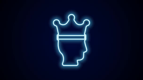 Parlayan Neon Hattı King Crown Simgesi Siyah Arka Planda Izole — Stok video