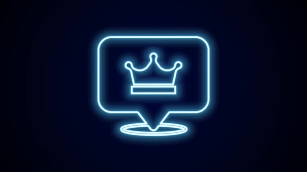 Gloeiende Neon Lijn Koning Kroon Pictogram Geïsoleerd Zwarte Achtergrond Video — Stockvideo