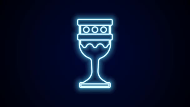 Glowing Neon Line Medieval Goblet Icon Isolated Black Background Cawan — Stok Video