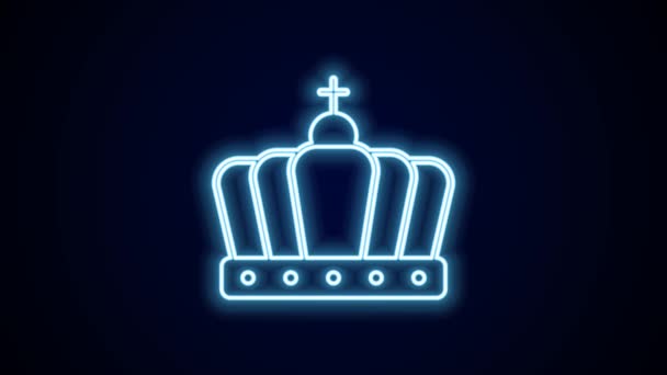 Glowing Neon Line King Crown Icon Isolated Black Background Video — Stock Video