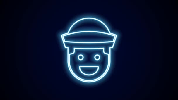Glowing Neon Line Sailor Icon Isolated Black Background Video Motion — Stock Video