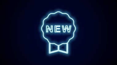 Siyah arkaplanda izole edilmiş yeni bir simgeyle parlayan neon çizgisi Price etiketi. Rozet fiyatına. Reklam etiketi indirimi. 4K Video hareketli grafik canlandırması.