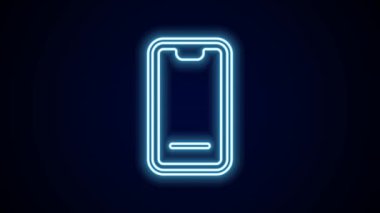 Parlayan neon hattı yiyecek siparişi siyah arkaplanda izole edilmiş. Cep telefonuyla sipariş verin. Restoran yemek teslimatı konsepti. 4K Video hareketli grafik canlandırması.