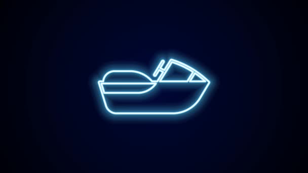 Leuchtende Leuchtschrift Jetski Ikone Isoliert Auf Schwarzem Hintergrund Wasserroller Extremsport — Stockvideo