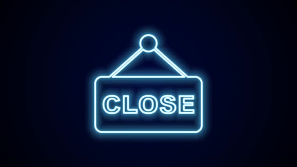 Glowing Neon Line Hanging Sign Text Closed Icon Isolated Black — Stock Video