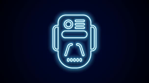 Glowing Neon Line Artificial Intelligence Robot Icon Isolated Black Background — Stok Video