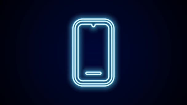 Parlayan Neon Hattı Smartphone Siyah Arkaplanda Izole Edilmiş Cep Telefonu — Stok video