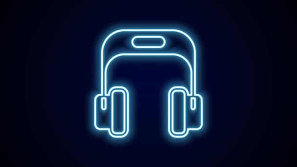 Leuchtende Neon Line Kopfhörer Symbol Isoliert Auf Schwarzem Hintergrund Kopfhörer — Stockvideo