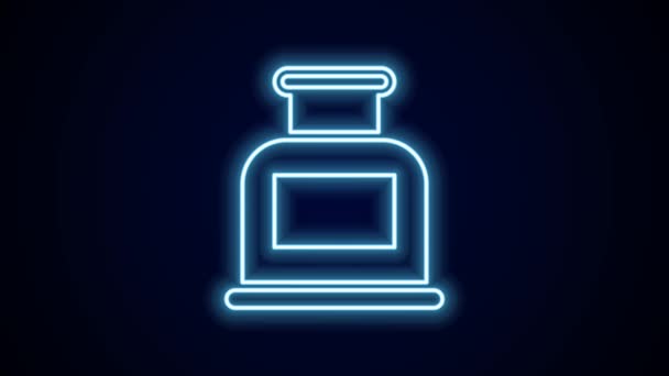 Ікона Інквелла Світиться Неоном Ізольована Чорному Тлі Відеографічна Анімація — стокове відео