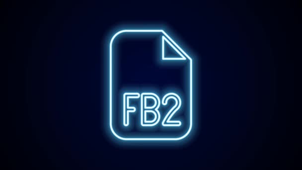 Leuchtende Leuchtschrift Fb2 Dateisymbol Isoliert Auf Schwarzem Hintergrund Video Motion — Stockvideo
