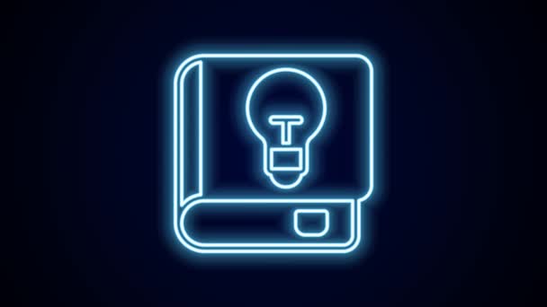 Glowing Neon Line Ikon Manual Pengguna Terisolasi Pada Latar Belakang — Stok Video