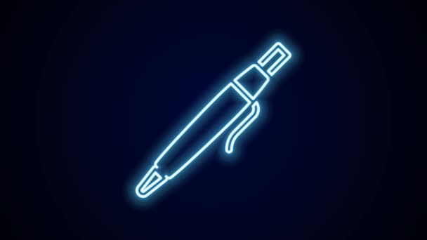 Penna Neon Linea Luminosa Icona Isolata Sfondo Nero Animazione Grafica — Video Stock