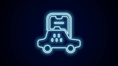 Parlayan neon hattı Taksi mobil uygulama simgesi siyah arkaplanda izole edildi. Mobil uygulama taksisi. 4K Video hareketli grafik canlandırması.
