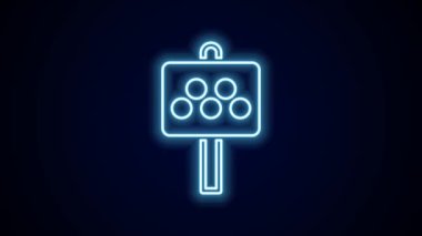 Siyah arka planda izole edilmiş bir taksi durağı simgesi için parlayan neon çizgisi tabelası. 4K Video hareketli grafik canlandırması.