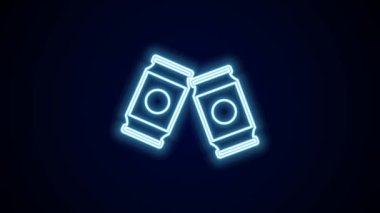 Parlayan neon hattı bira siyah arkaplanda izole edilebilir. 4K Video hareketli grafik canlandırması.