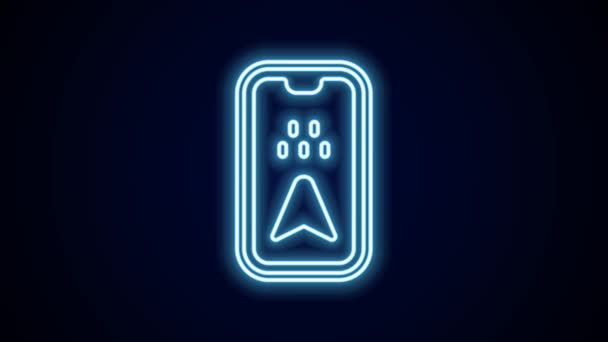 Glowing Neon Line Infographic City Map Navigation Icon Isolated Black — 비디오