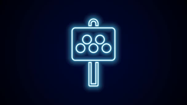 明亮的霓虹灯线标志为出租车站图标隔离在黑色背景 4K视频运动图形动画 — 图库视频影像