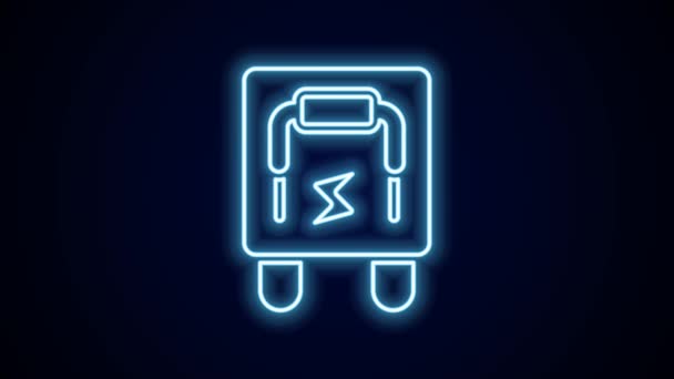 Glödande Neon Linje Elektrisk Panel Ikon Isolerad Svart Bakgrund Växelspak — Stockvideo