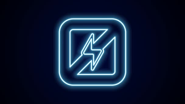 Parlayan Neon Hattı Siyah Arkaplanda Yıldırım Simgesi Yok Elektrik Yok — Stok video
