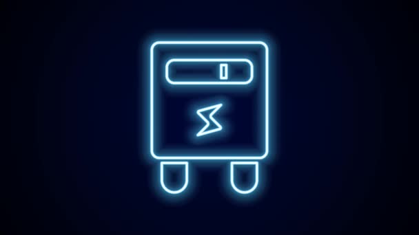 Leuchtende Neon Linie Stromzähler Symbol Isoliert Auf Schwarzem Hintergrund Video — Stockvideo