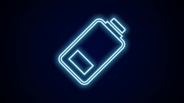 Świecąca Neon Line Wskaźnik Poziomu Naładowania Baterii Ikona Izolowana Czarnym — Wideo stockowe