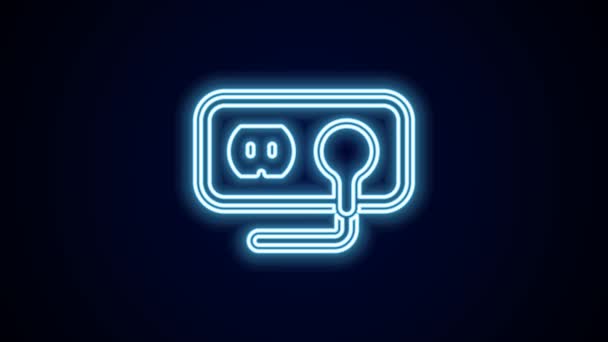 Glowing Neon Line Electrical Outlet Icon Isolated Black Background Power — Stock Video