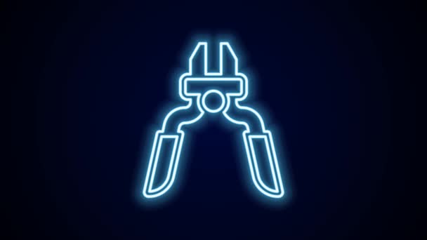 Glowing Neon Line Pliers Tool Icon Isolated Black Background Pliers — Stock Video