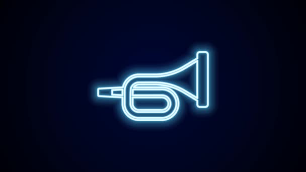 Žhnoucí Neonová Linka Hudební Nástroj Trumpeta Ikona Izolované Černém Pozadí — Stock video